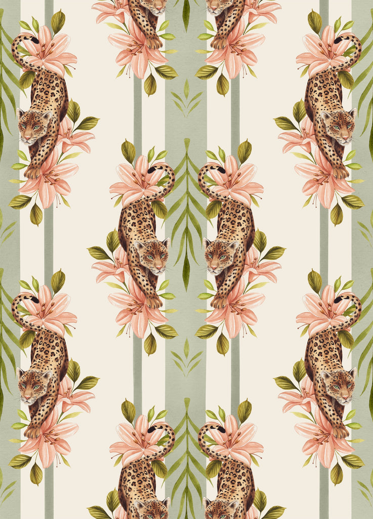 Leopard Stripe Green Wallcovering by Graduate Collection