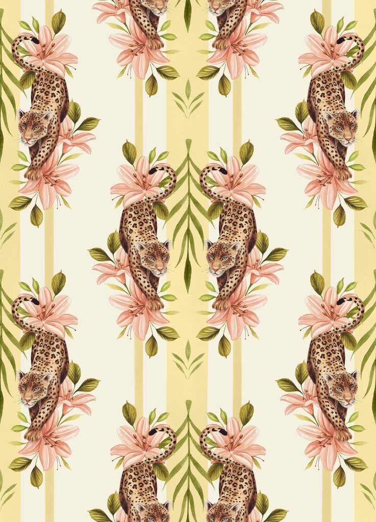 Leopard Stripe Yellow Wallcovering by Graduate Collection