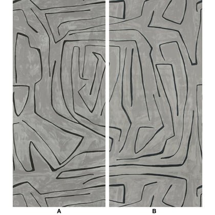 Graffito - Graphite Grey By Lee Jofa Modern | Kelly Wearstler Wallcoverings V |Abstract Modern Wallcovering Murals / Panels