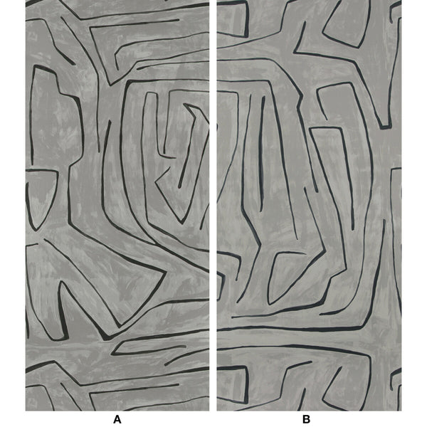 Graffito - Graphite Grey By Lee Jofa Modern | Kelly Wearstler Wallcoverings V |Abstract Modern Wallcovering Murals / Panels