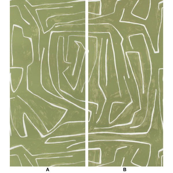 Graffito - Fern Green By Lee Jofa Modern | Kelly Wearstler Wallcoverings V |Abstract Modern Wallcovering Murals / Panels