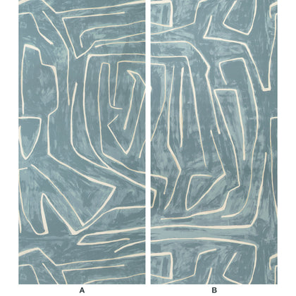Graffito - Deep Sky Blue By Lee Jofa Modern | Kelly Wearstler Wallcoverings V |Abstract Modern Wallcovering Murals / Panels