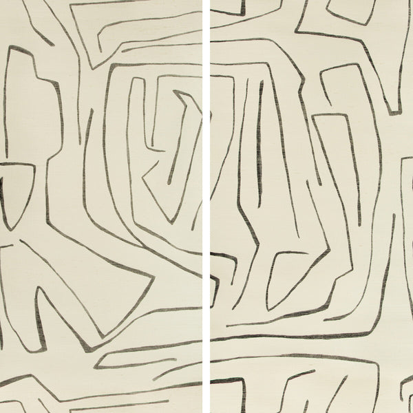Graffito Ii - Ivory/Ebony Ivory By Lee Jofa Modern | Kelly Wearstler Wallcoverings Iv |Abstract Modern Wallcovering Murals / Panels