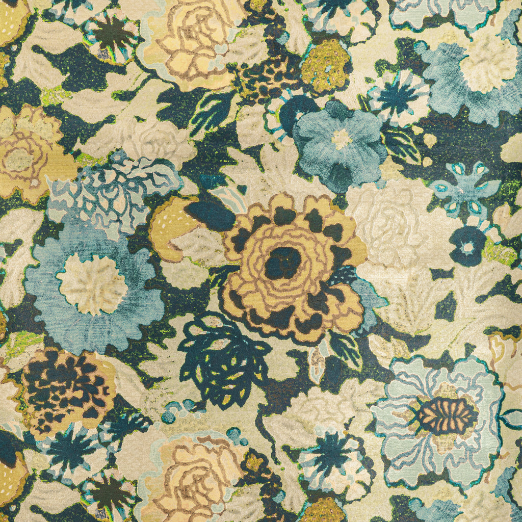 Arioso Paper - Marine/Citron Multi By Lee Jofa Modern | Rhapsody Wallcovering | Botanical & Floral Wallcovering Print
