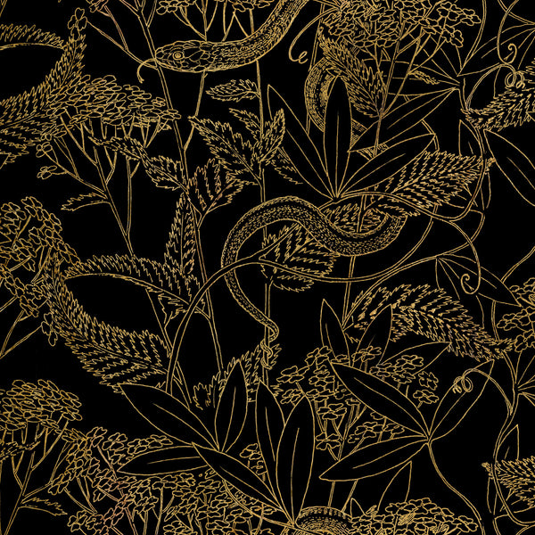 Garden Snake Black | Poppy Print Studio Wallcovering