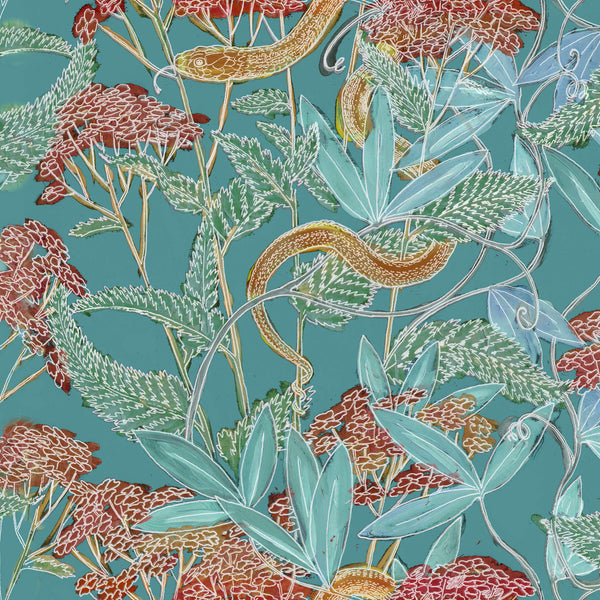 Garden Snake Jade | Poppy Print Studio Wallcovering