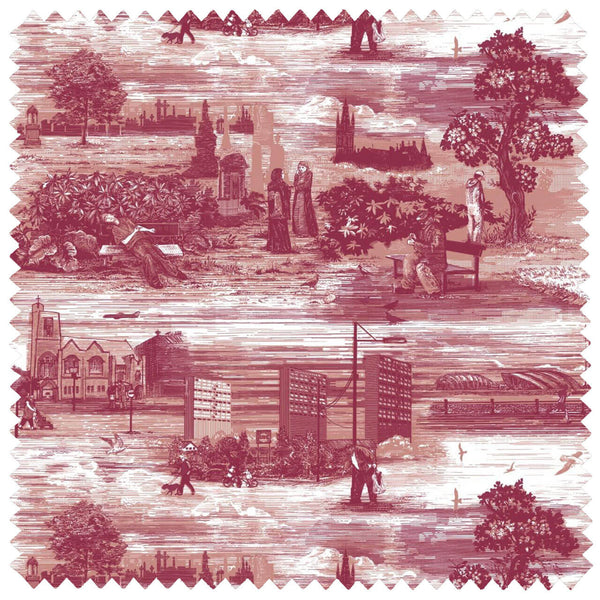 Glasgow Toile Linen Reds | Timorous Beasties Fabric