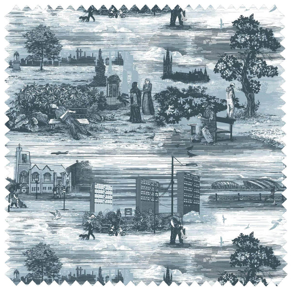 Glasgow Toile Linen Blues | Timorous Beasties Fabric