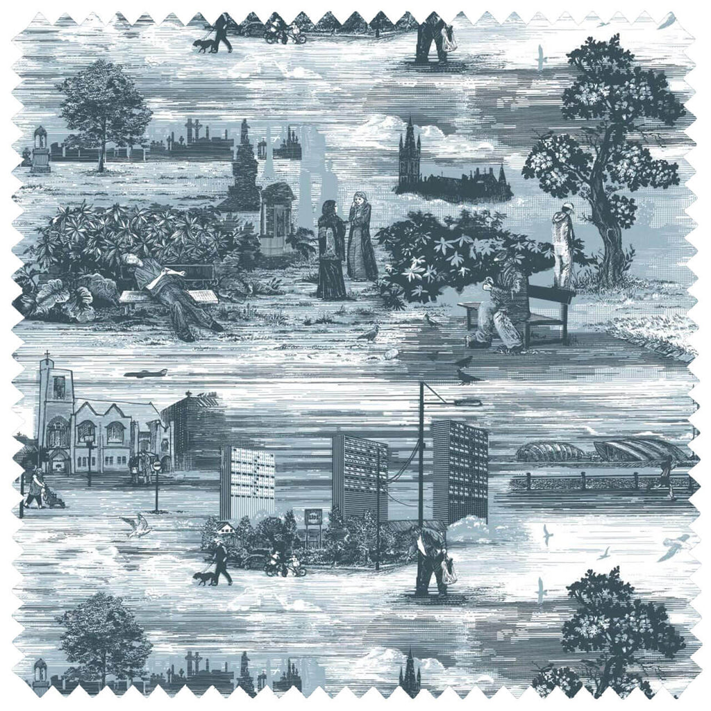 Glasgow Toile Linen Blues