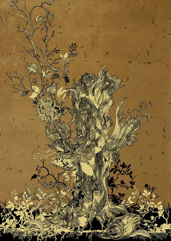 Golden Oriole Wallcovering Panels Black & Gold on Gold Leaf | Timorous Beasties