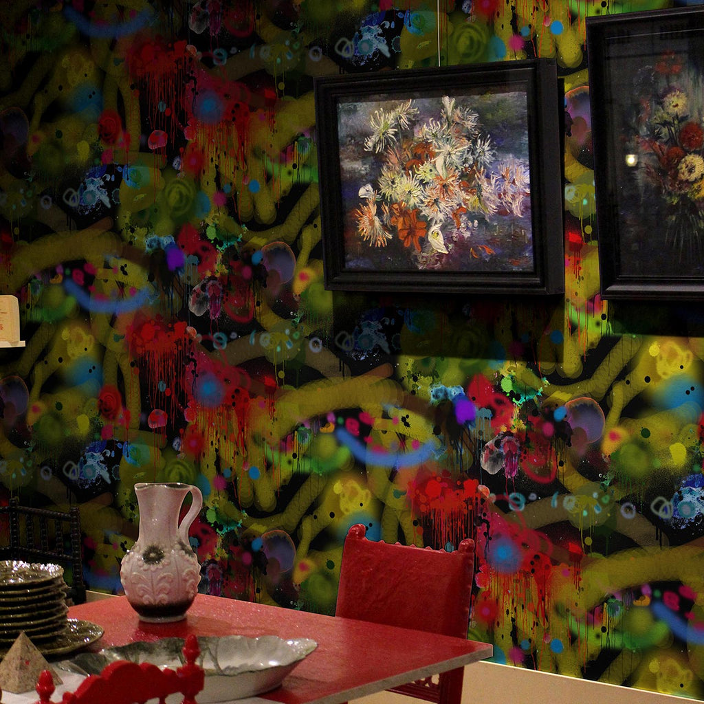 Graffiti Allover Wallcovering Black