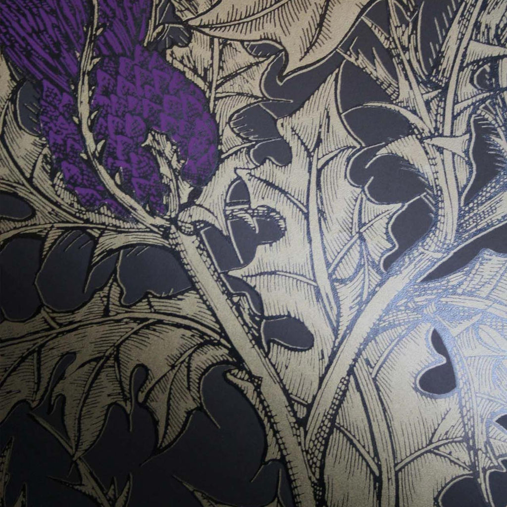 Grand Thistle Gold & Purple on Black