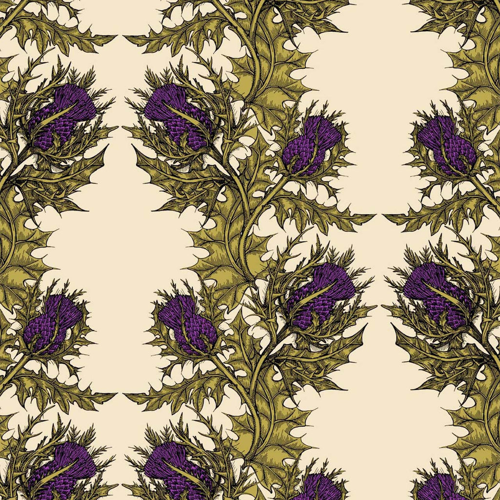 Grand Thistle Gold & Purple on Cream