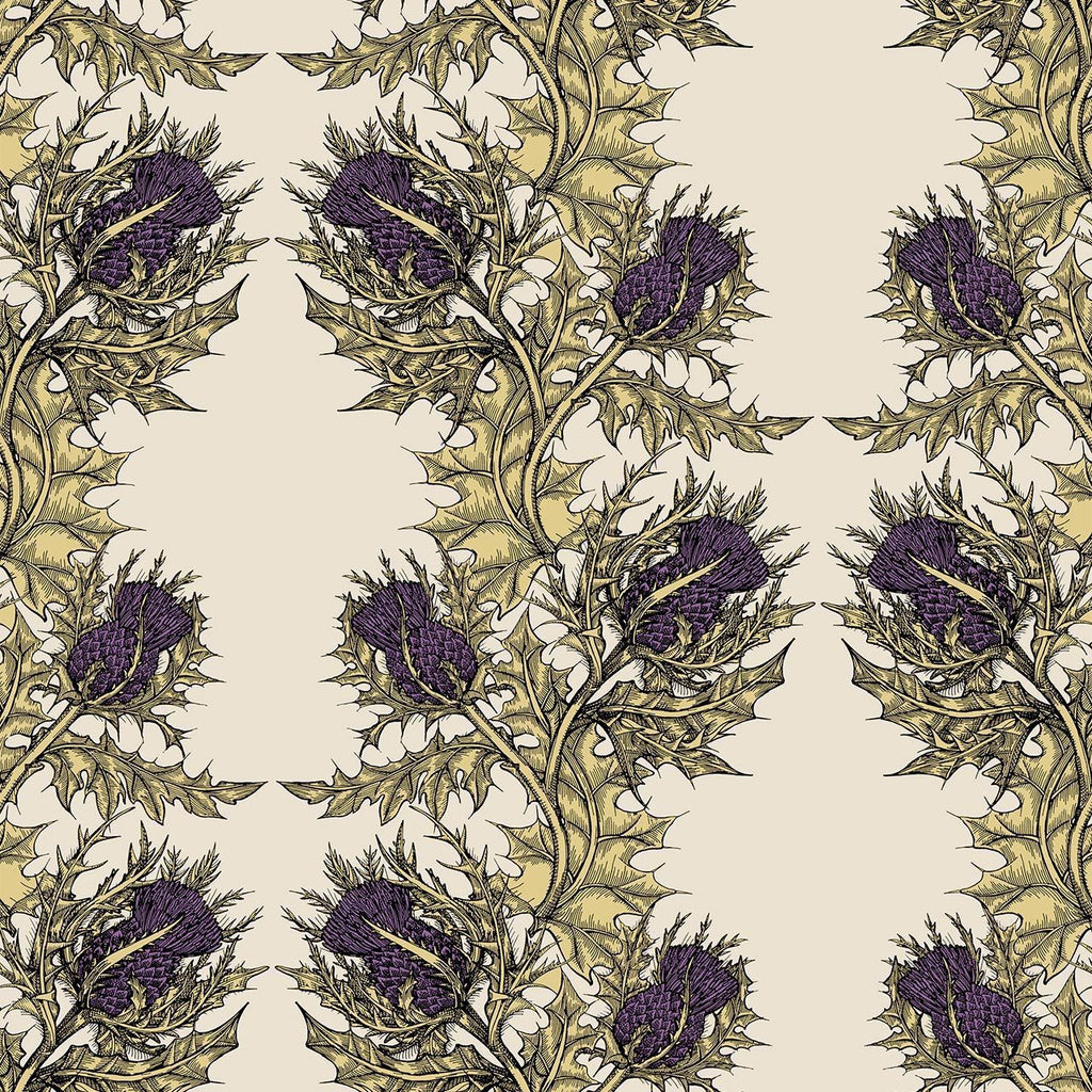 Grand Thistle Gold & Purple on Cream