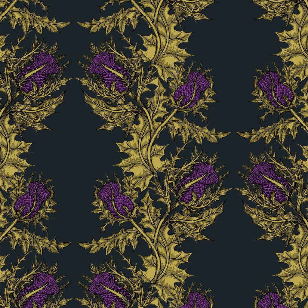 Grand Thistle Gold & Purple on Black