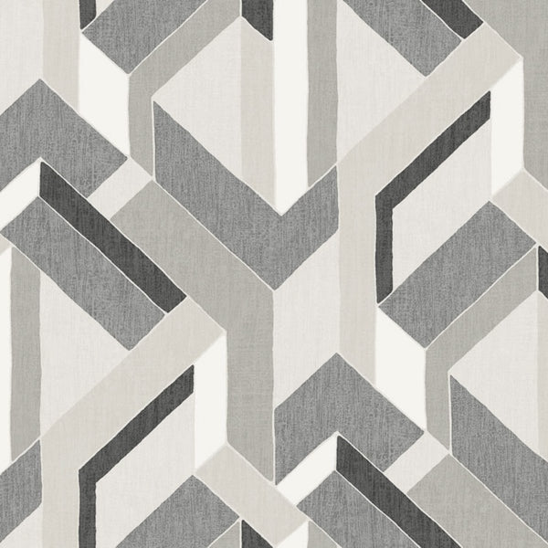 Harriet Geometric Thundercloud - Off-White Commercial Wallcovering | Koroseal