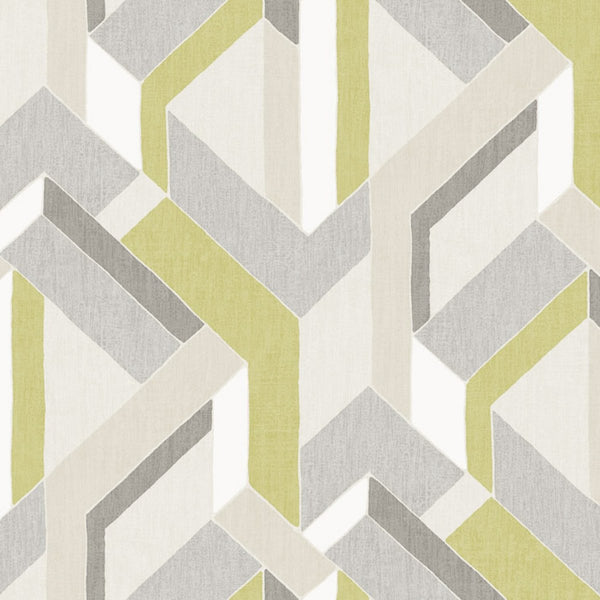 Harriet Geometric Wasabi - Off-White Commercial Wallcovering | Koroseal