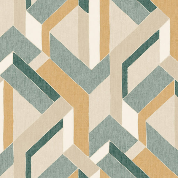 Harriet Geometric Spruce - Beige Commercial Wallcovering | Koroseal
