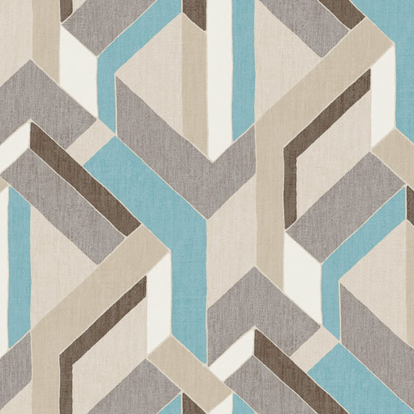 Harriet Geometric Robin'S Egg  Wallpaper (Ha21-12) | Koroseal Type 2 Vinyl | Koroseal