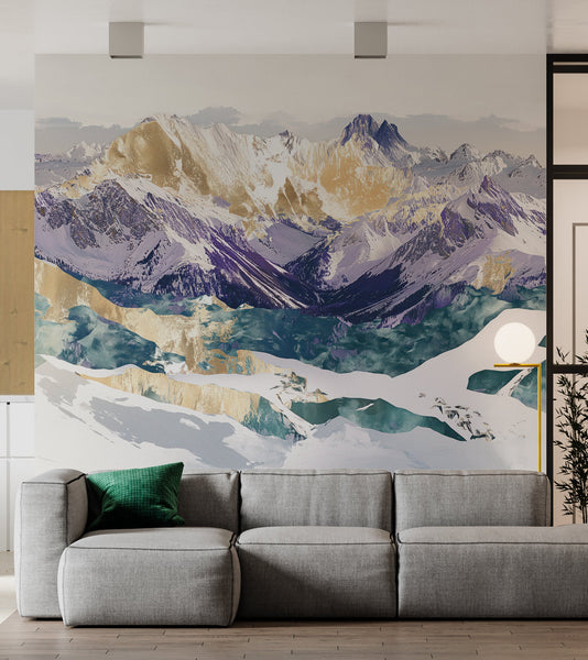 Golden Peaks Majestic Mural (Adrian) Wallcovering | DW Bespoke Studios