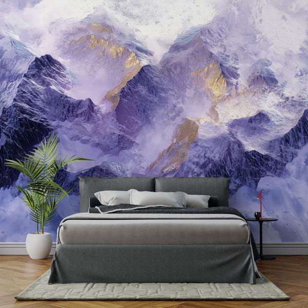 Lavender Mist Peaks Mural (Adrian) Contemporary | Architectural Wallcoverings
