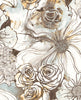 Malibu PS Ink Rose Contemporary Floral - Mocha & Blue Mist | Peel and Stick Removable Wallpaper