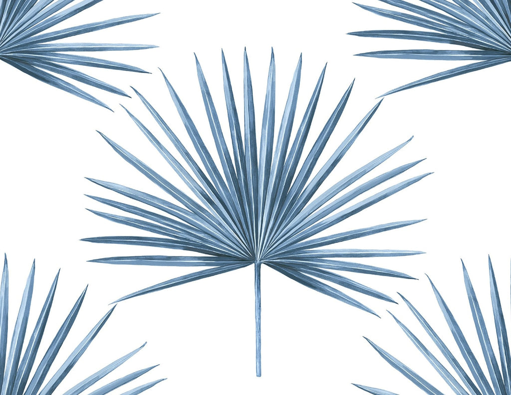 Malibu PS Pacific Palm Coastal Botanical - Coastal Blue | Peel and Stick Removable Wallpaper