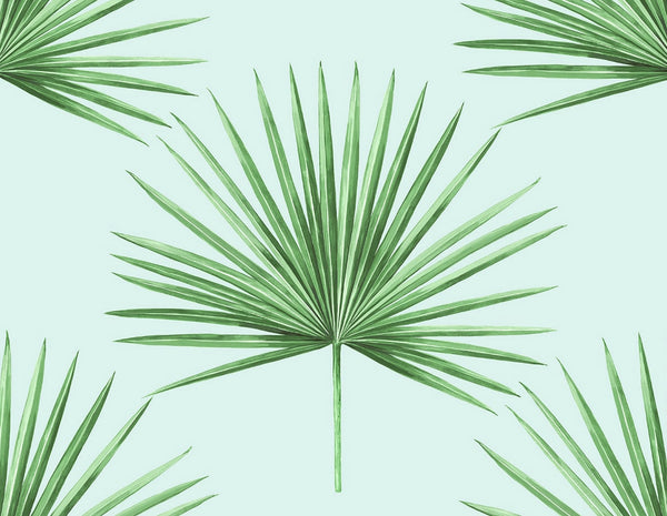 Malibu Ps Pacific Palm Coastal Botanical - Celeste & Jade | Peel and Stick Removable Wallcovering