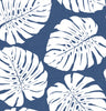 Malibu PS Monstera Leaf Tropical Botanical - Blue | Peel and Stick Removable Wallpaper