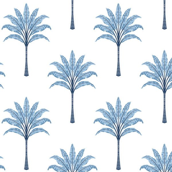 Malibu Ps Montgomery Palm Coastal Botanical - Blue Lake | Peel and Stick Removable Wallcovering