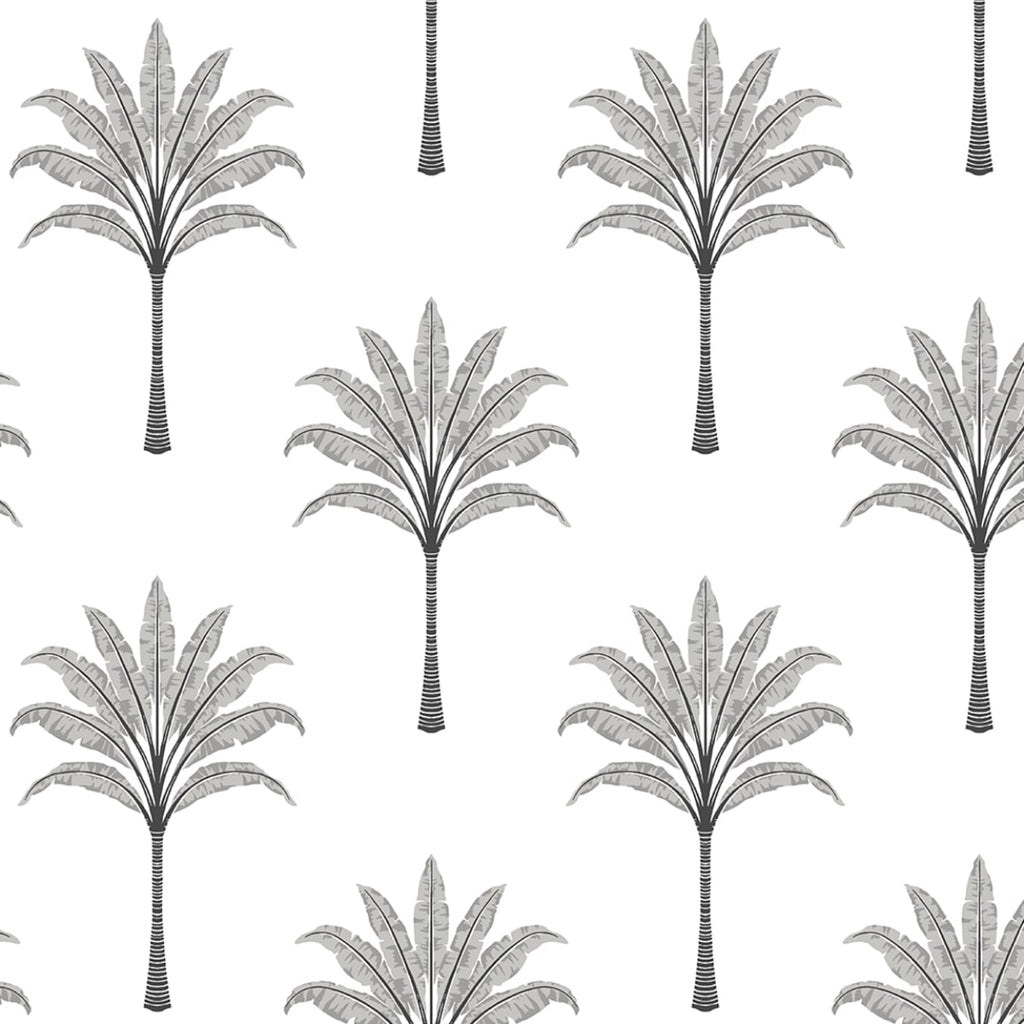 Malibu PS Montgomery Palm Coastal Botanical - Harbor Grey | Peel and Stick Removable Wallpaper