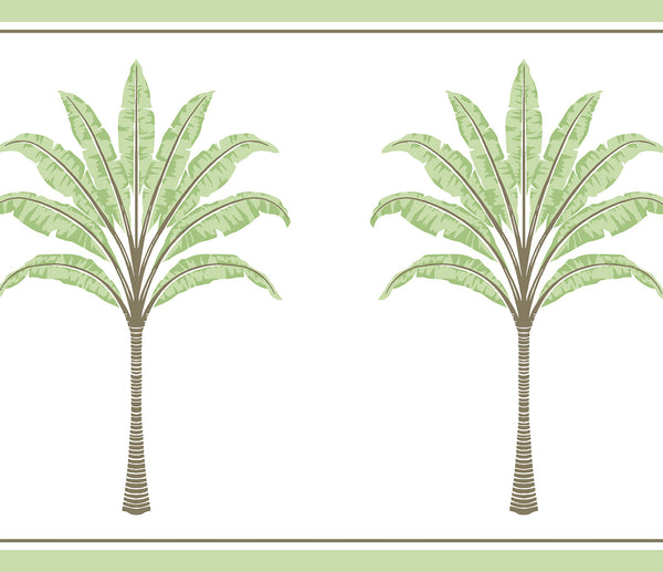 Malibu Ps Montgomery Palm Border Coastal Botanical - Green Tea | Peel and Stick Removable Wallcovering