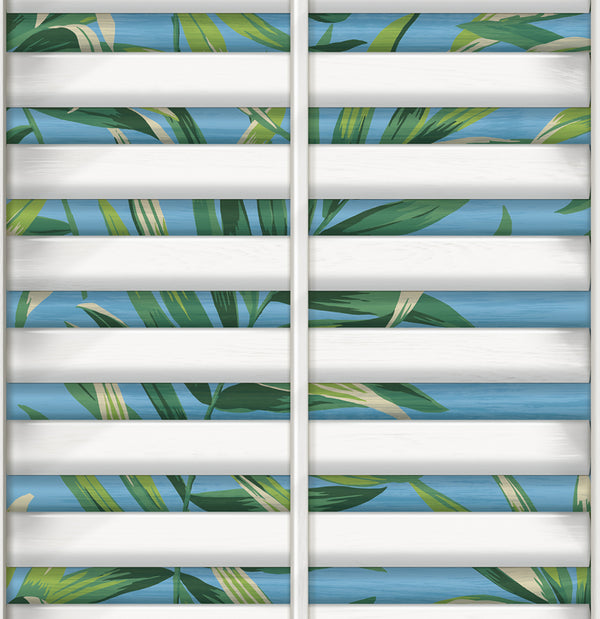 Malibu Ps Richwood Shutters Tropical Illustration - Ciel | Peel and Stick Removable Wallcovering