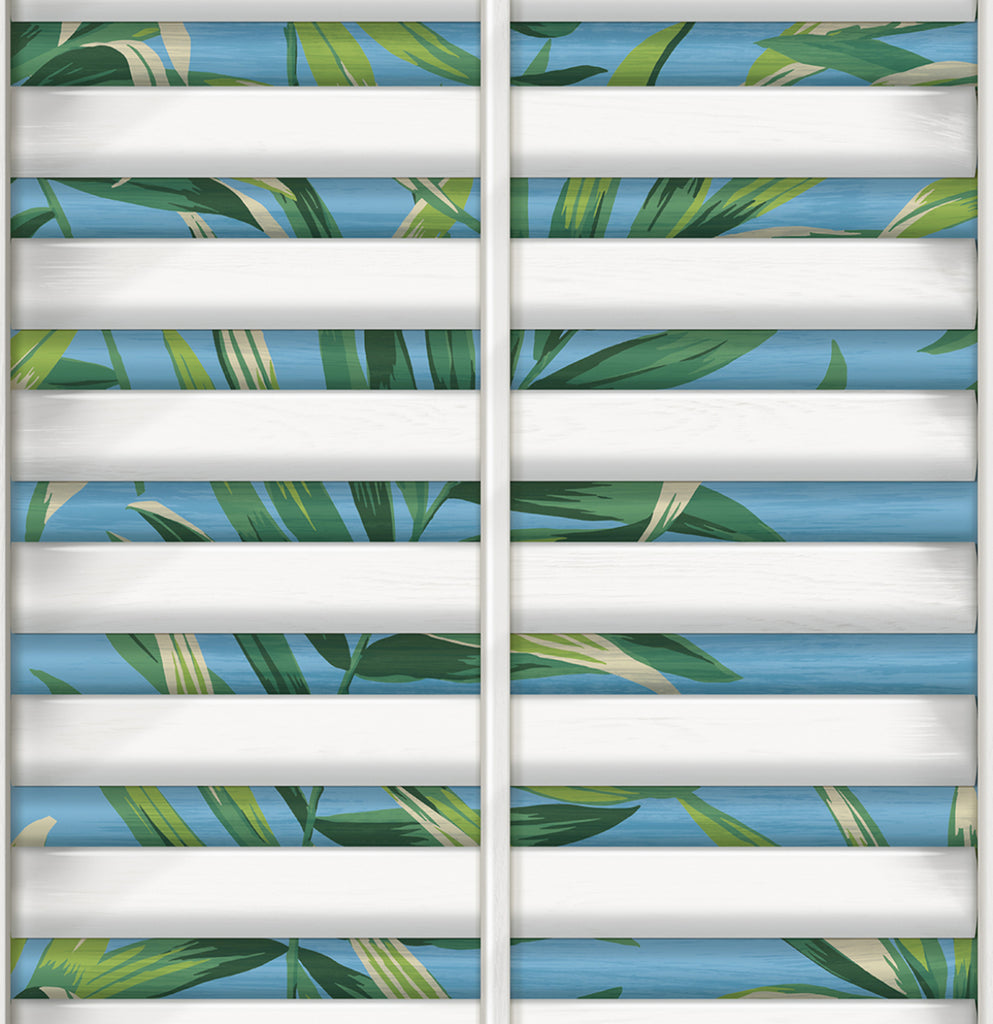Malibu PS Richwood Shutters Tropical Illustration - Ciel | Peel and Stick Removable Wallpaper