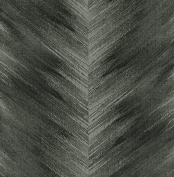 Malibu Ps Washed Chevron Contemporary Chevron - Charcoal | Peel and Stick Removable Wallcovering