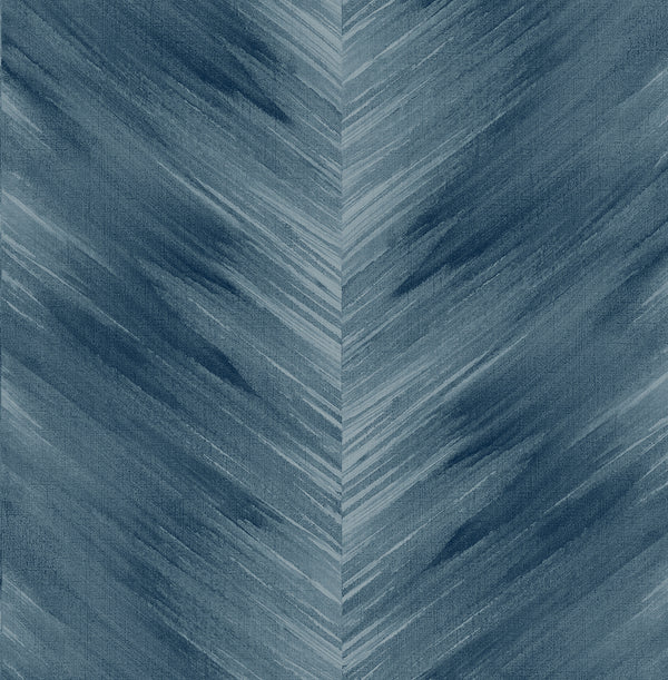 Malibu Ps Washed Chevron Contemporary Chevron - Blue Lake | Peel and Stick Removable Wallcovering