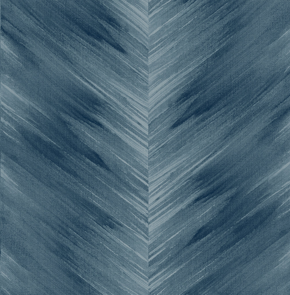 Malibu PS Washed Chevron Contemporary Chevron - Blue Lake | Peel and Stick Removable Wallpaper