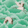 Cranes In Flight Emerald Wallcovering | Harlequin