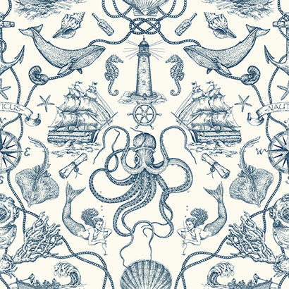 Deep Sea Toile Wallpaper | Jeffrey Stevens
