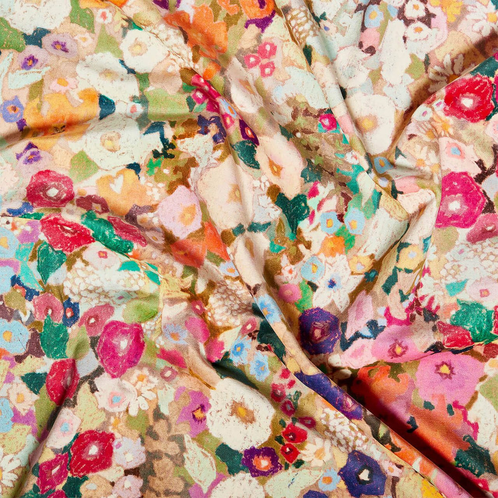Hollyhocks Cotton Linen Spring, Yard