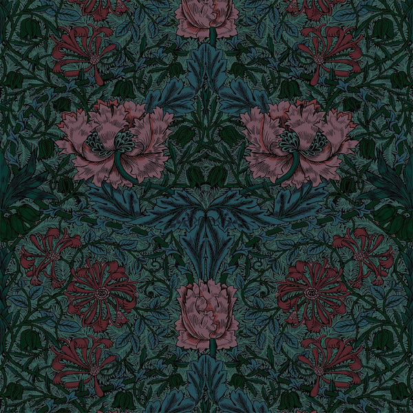 Honeysuckle Petrol, Sample Wallcoverings | House of Hackney