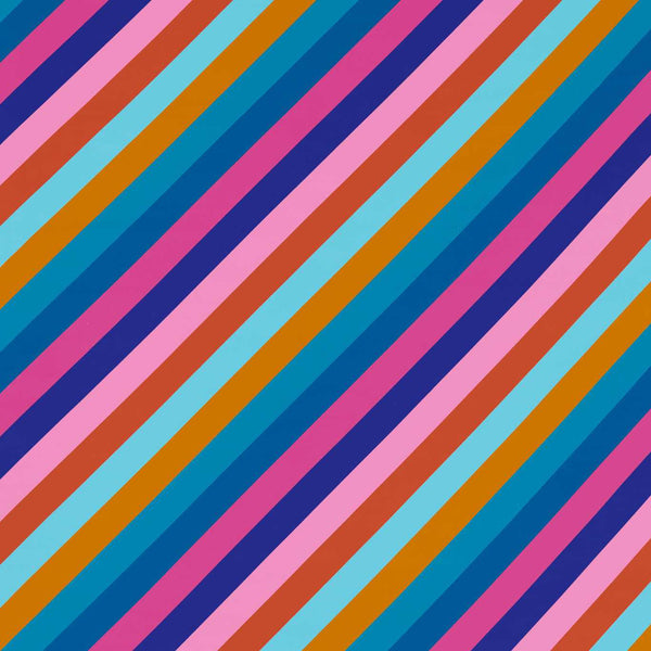 Sherbet Stripe Velvet Lapis/Spinel/Aquamarine | Harlequin