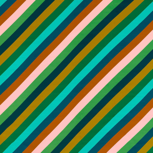 Sherbet Stripe Velvet Emerald/Amber/Rose | Harlequin
