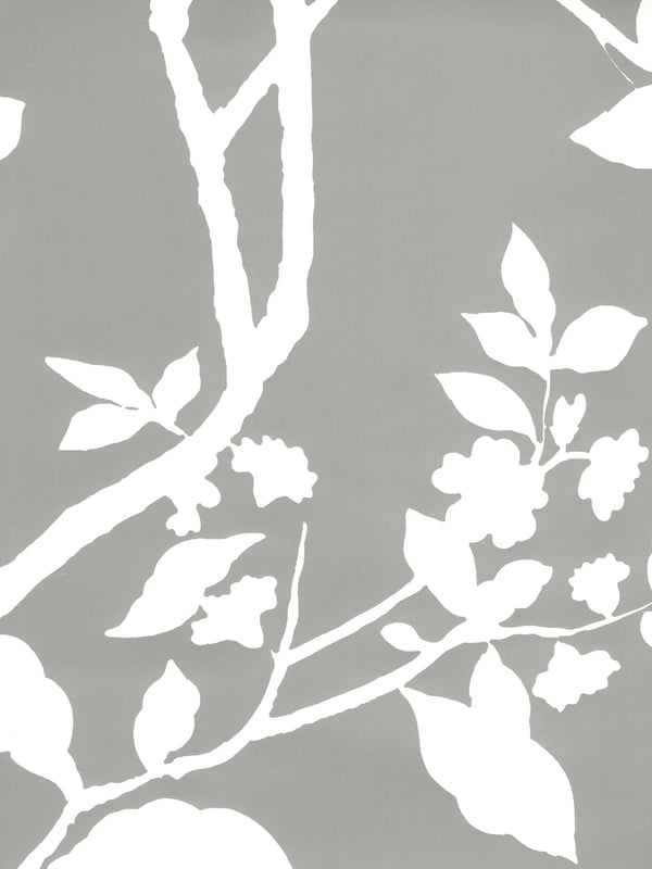 Happy Garden Background Gray on Almost White Screen Printed | China Seas