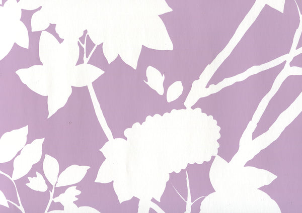 Happy Garden Background Lavender on White Screen Printed | China Seas