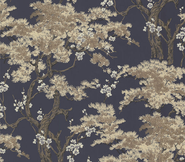 Harewood Navy - Blue Wallcovering | 1838 Wallcoverings
