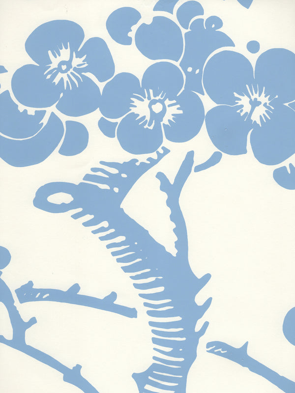 Hawthorne French Blue on Off White Screen Printed | China Seas