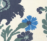 Henriot Floral, Blue/French Green on Ecru