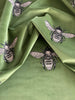 Honey Bee Hand Printed Velvet Black & Pale Gold on Olive
