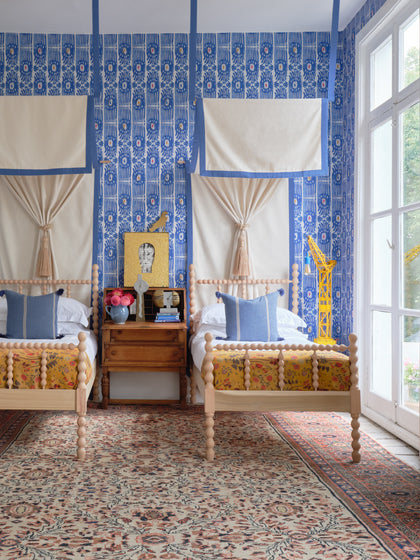 Ikat Carnival - Blue, White, Yellow, Red Wallcovering | Mind the Gap